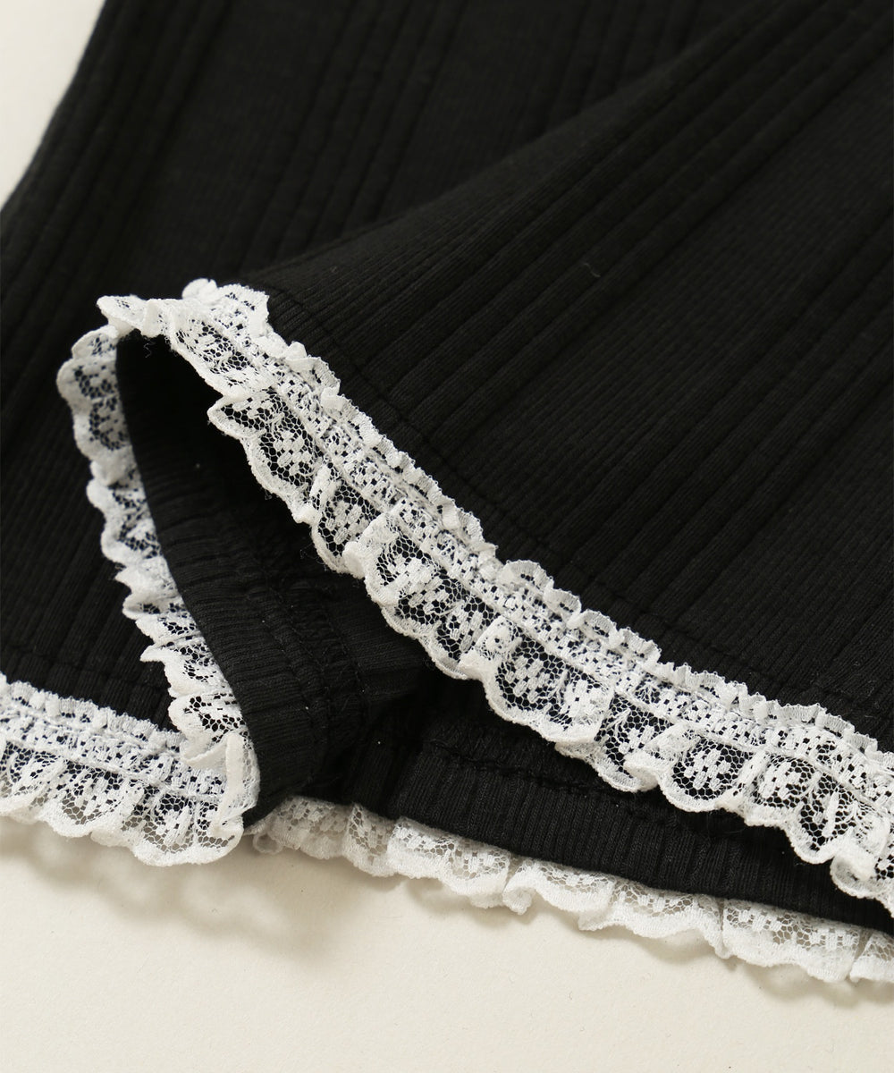 レースヘムワイドパンツ