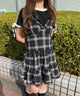 フリルチェックキャミワンピース/ブラック モデル：155㎝ F着用