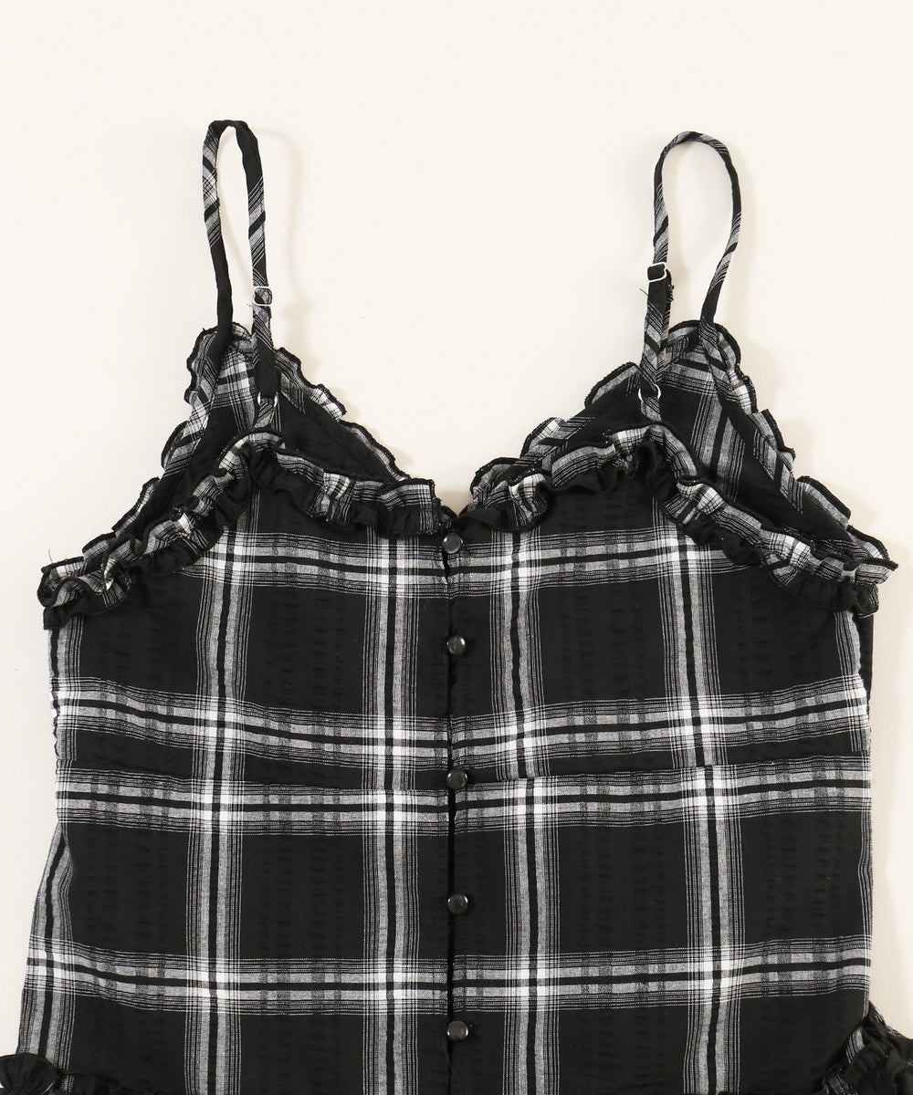 フリルチェックキャミワンピース