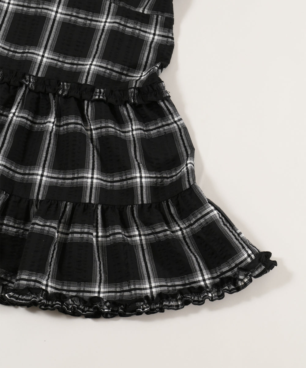 フリルチェックキャミワンピース