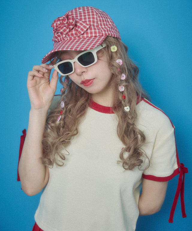 フラワーモチーフキャップ/レッド