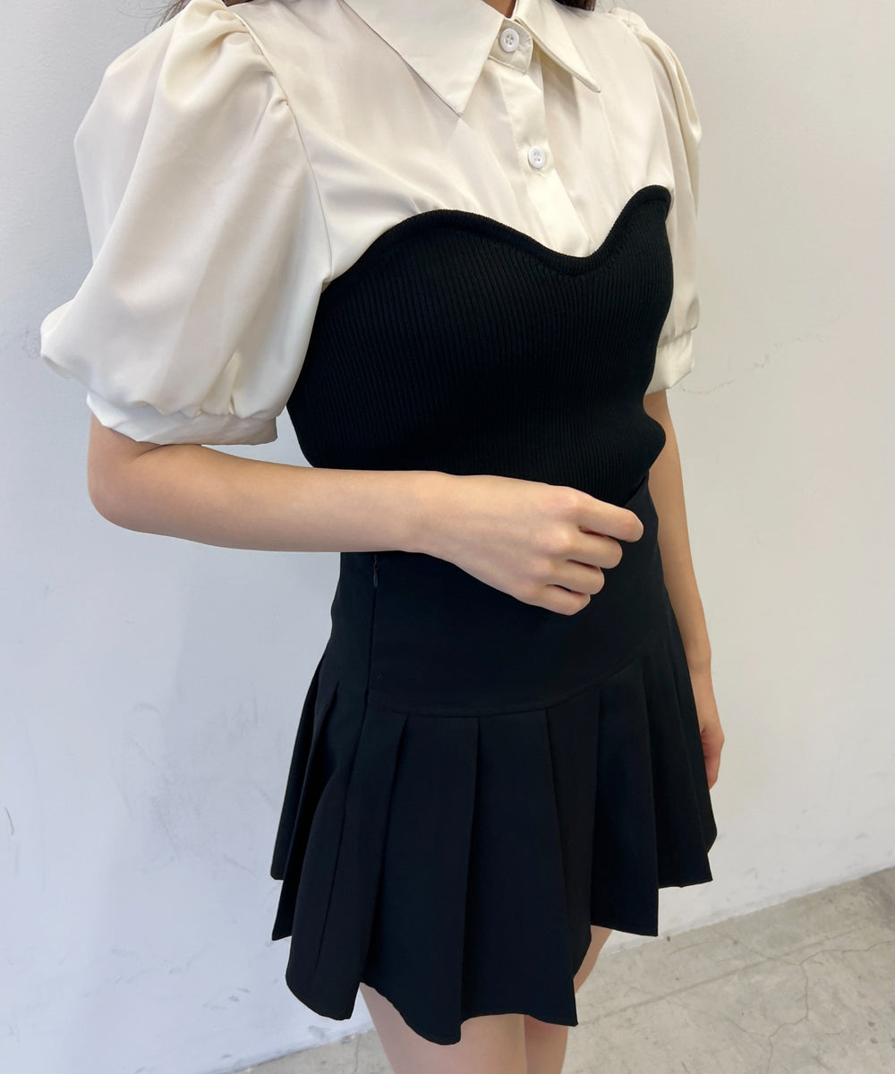 ビスチェデザイン半袖ブラウス