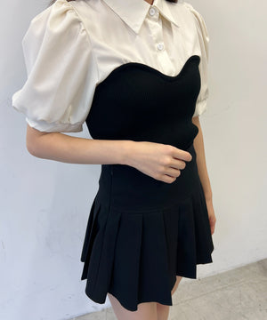 ビスチェデザイン半袖ブラウス