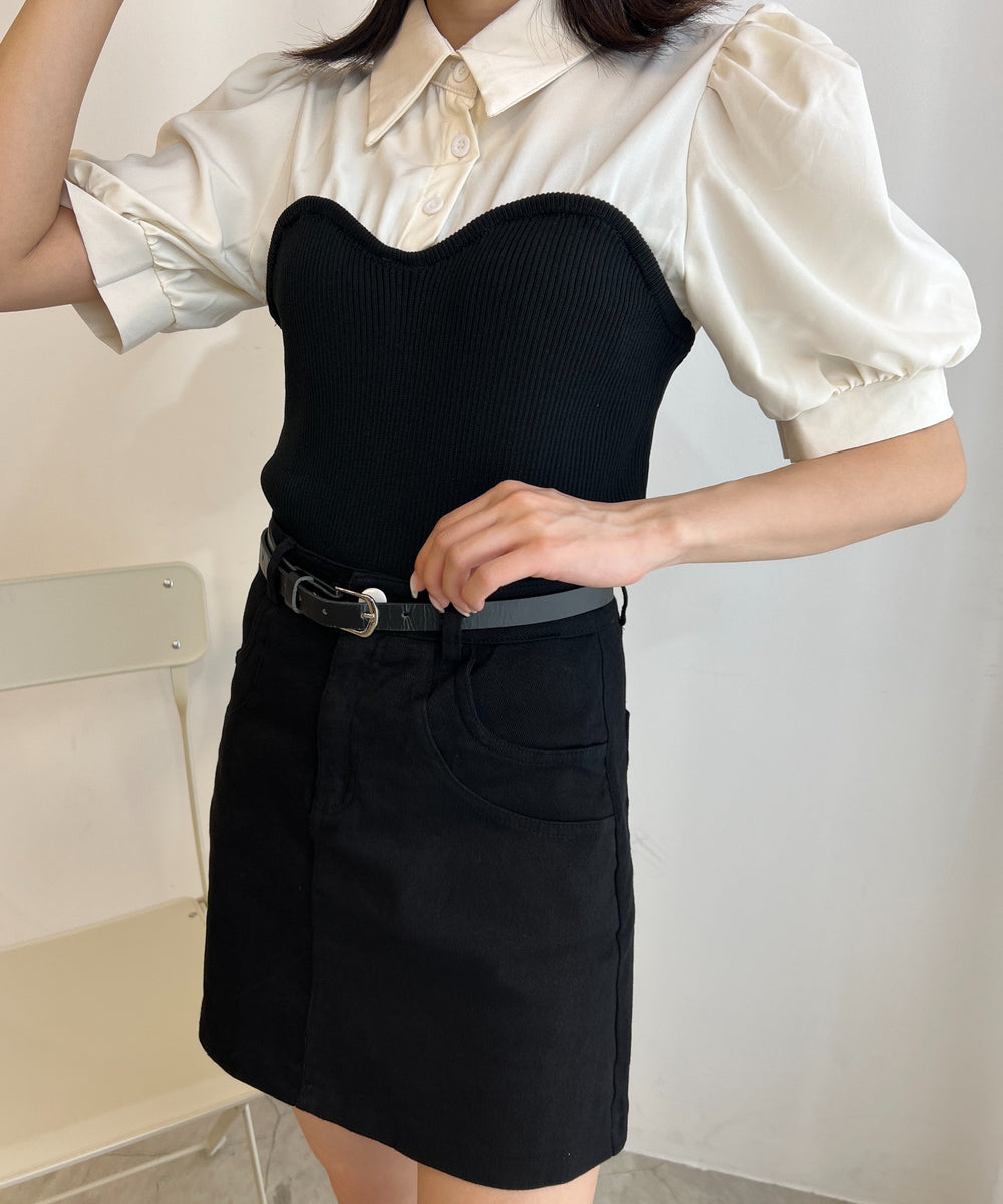 ビスチェデザイン半袖ブラウス