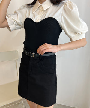 ビスチェデザイン半袖ブラウス