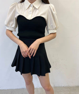 ビスチェデザイン半袖ブラウス