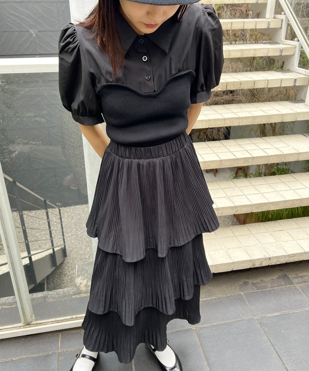 ビスチェデザイン半袖ブラウス