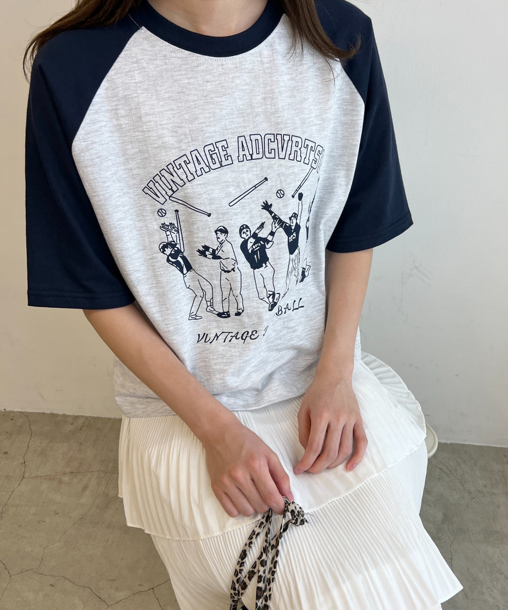 ベースボールモチーフラグランTシャツ【スプリングセール WEB限定特価 4/10(水)11:59まで】