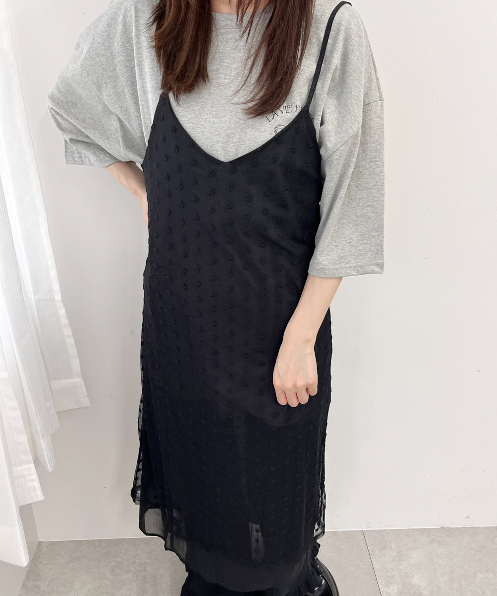 レイヤードシアーキャミワンピース