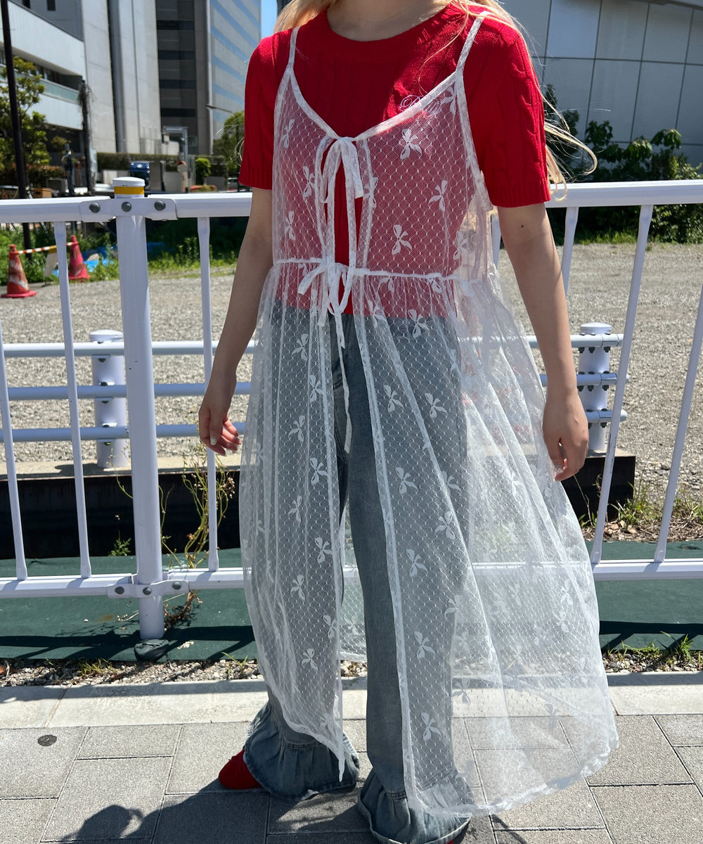 リボンシアーロングキャミワンピース