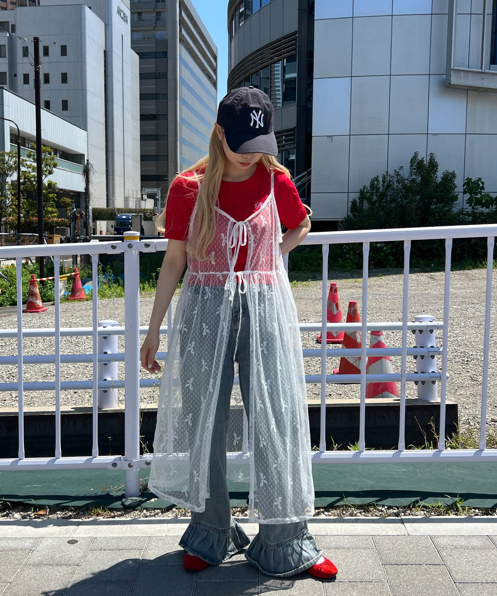 リボンシアーロングキャミワンピース