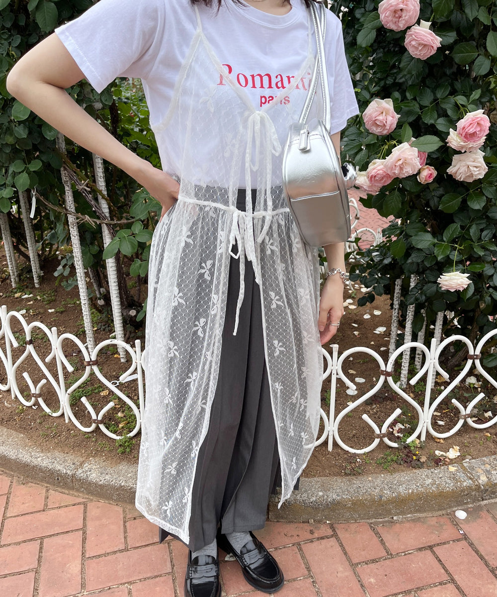 リボンシアーロングキャミワンピース