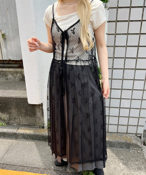 リボンシアーロングキャミワンピース