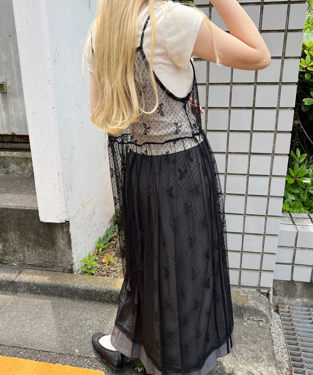 リボンシアーロングキャミワンピース