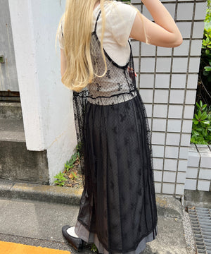 リボンシアーロングキャミワンピース