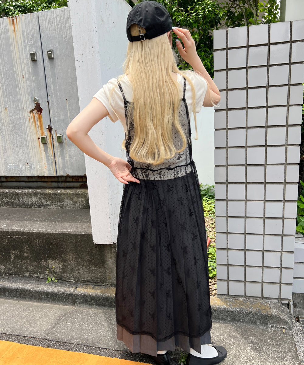 リボンシアーロングキャミワンピース