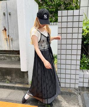 リボンシアーロングキャミワンピース