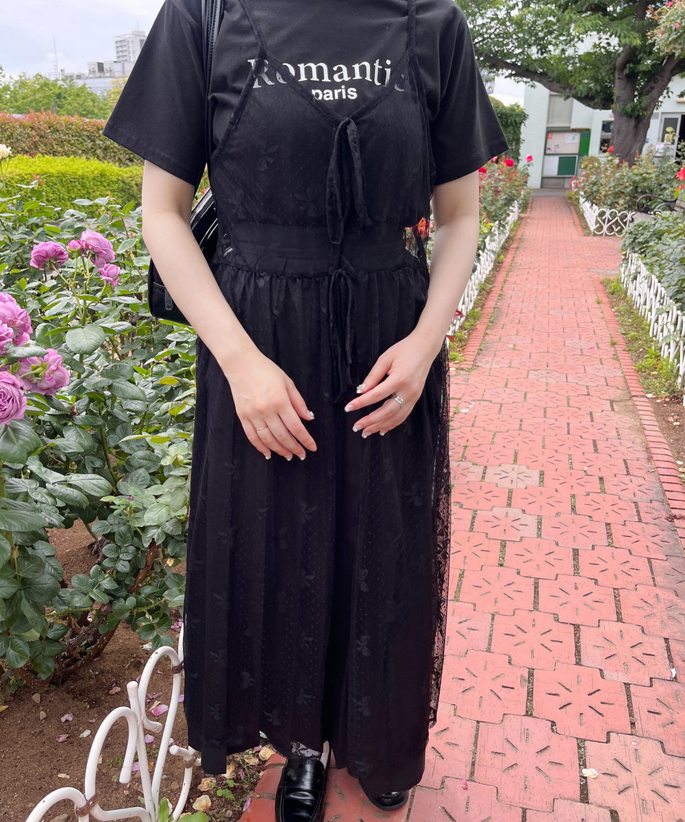 リボンシアーロングキャミワンピース