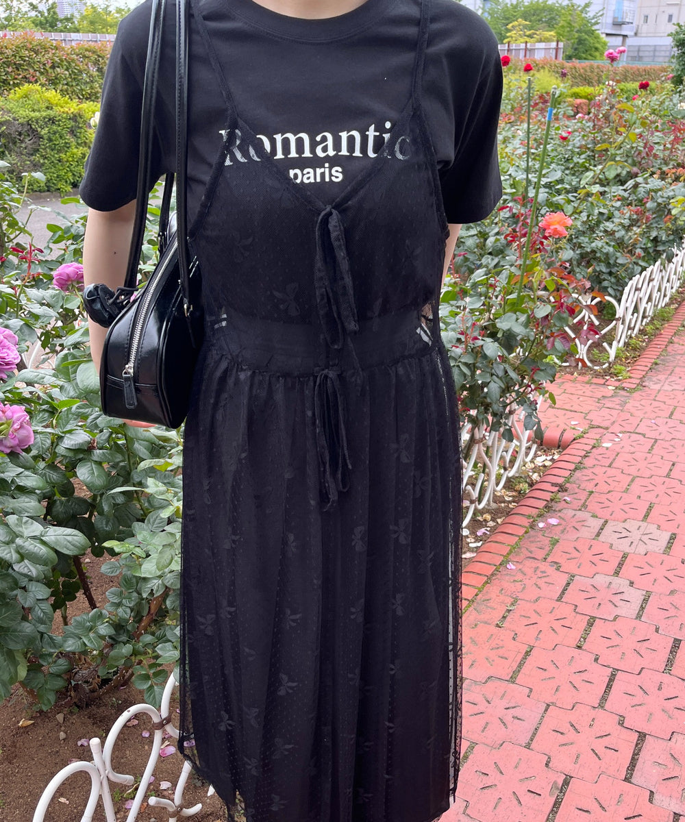 リボンシアーロングキャミワンピース