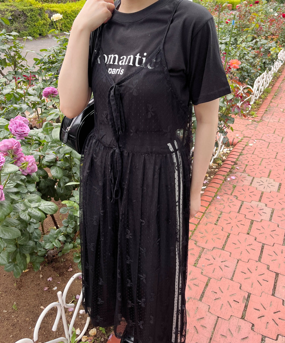 リボンシアーロングキャミワンピース