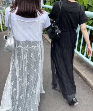 リボンシアーロングキャミワンピース