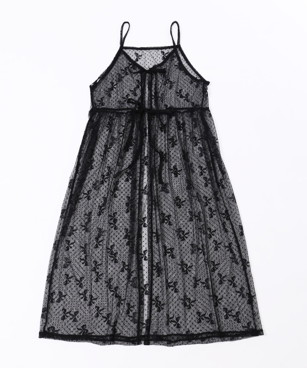 リボンシアーロングキャミワンピース