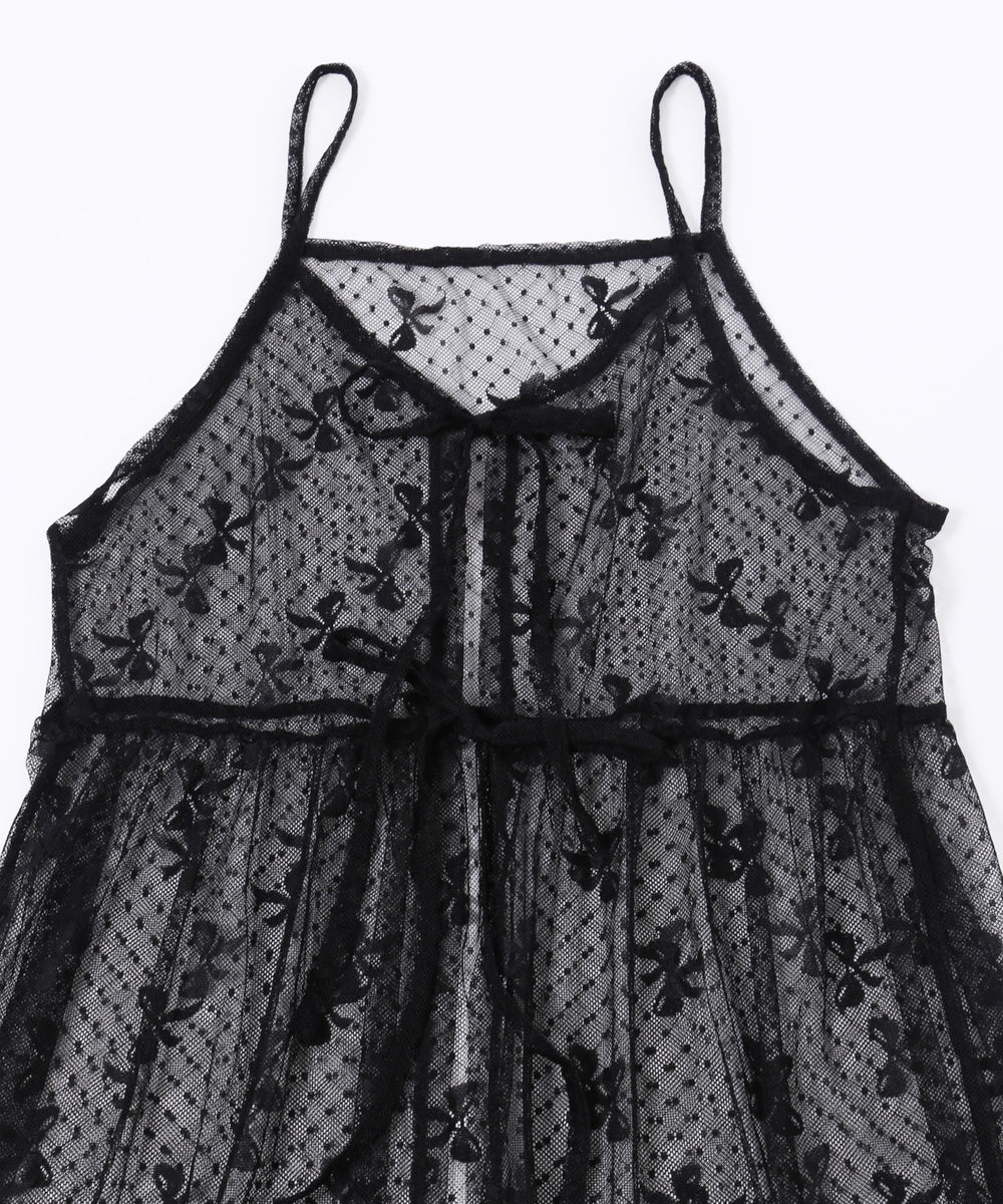 リボンシアーロングキャミワンピース