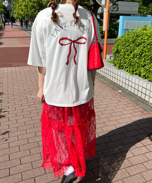 リボンプリントビッグTシャツ