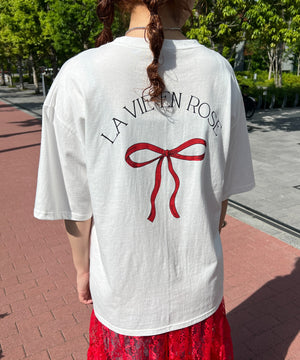リボンプリントビッグTシャツ