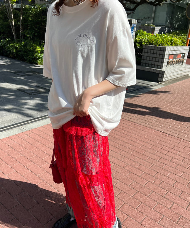 リボンプリントビッグTシャツ