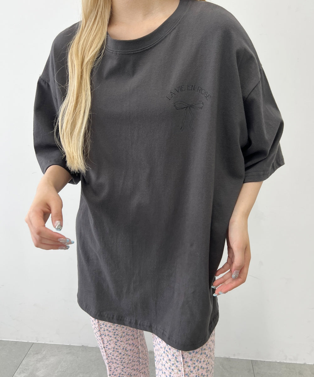 リボンプリントビッグTシャツ