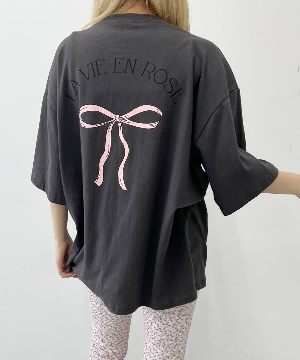 リボンプリントビッグTシャツ