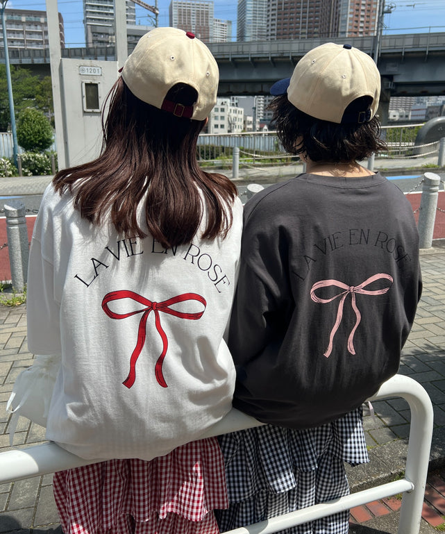 リボンプリントビッグTシャツ