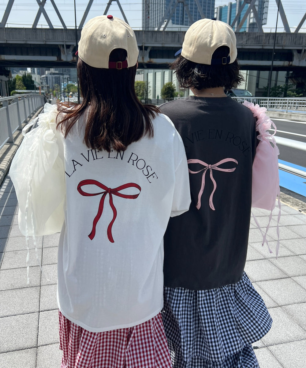 リボンプリントビッグTシャツ