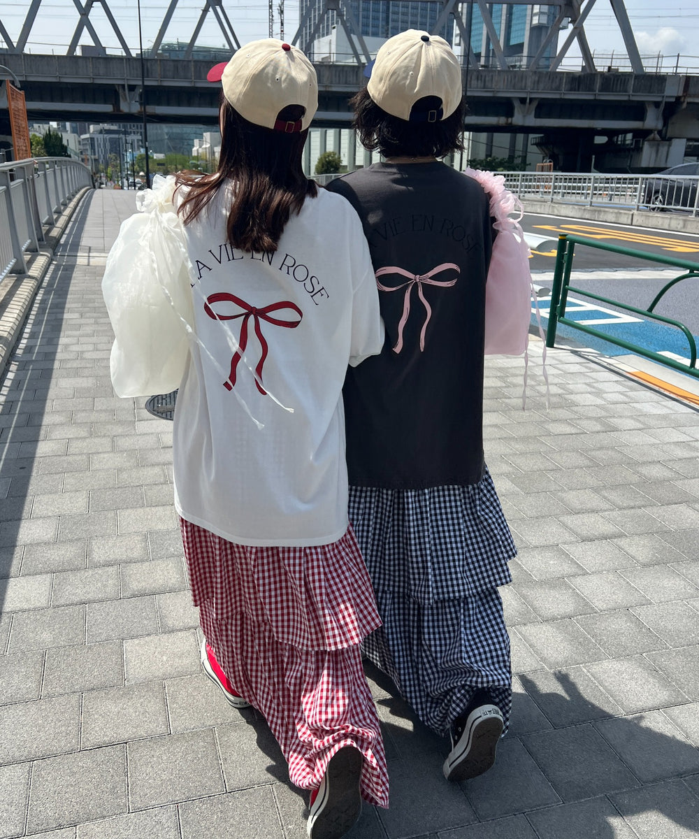 リボンプリントビッグTシャツ