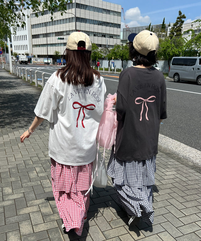 リボンプリントビッグTシャツ