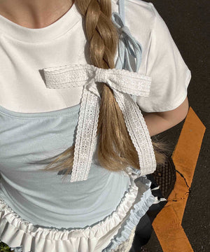 コットンレースリボンピン