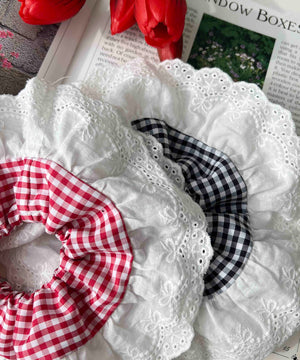 レースポイントギンガムチェックシュシュ