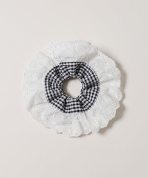 レースポイントギンガムチェックシュシュ