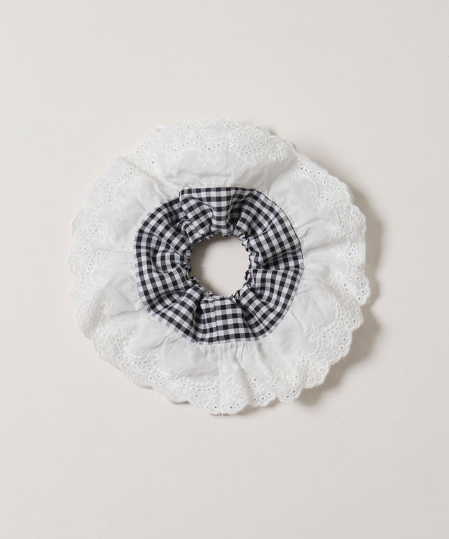 レースポイントギンガムチェックシュシュ