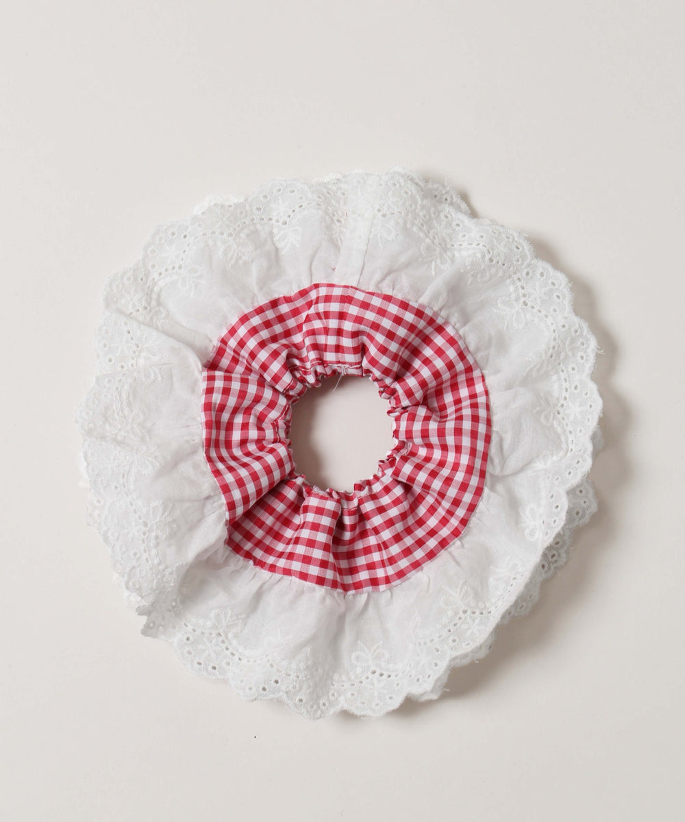 レースポイントギンガムチェックシュシュ