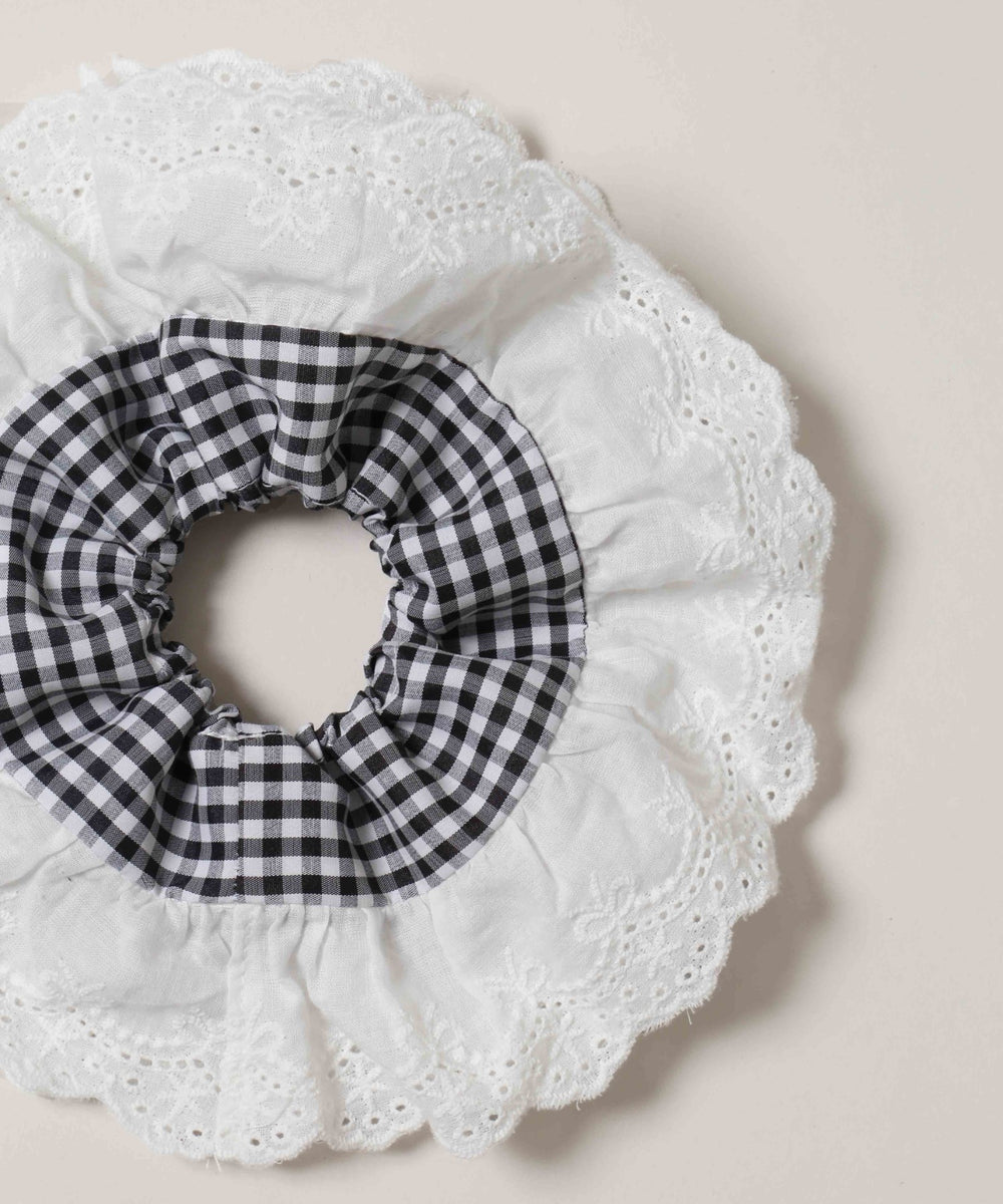 レースポイントギンガムチェックシュシュ