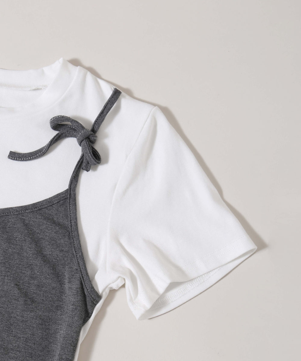 バイカラーレイヤードデザインTシャツ