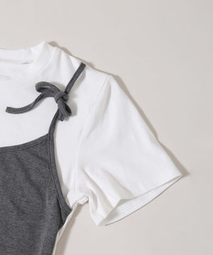 バイカラーレイヤードデザインTシャツ