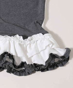 バイカラーレイヤードデザインTシャツ