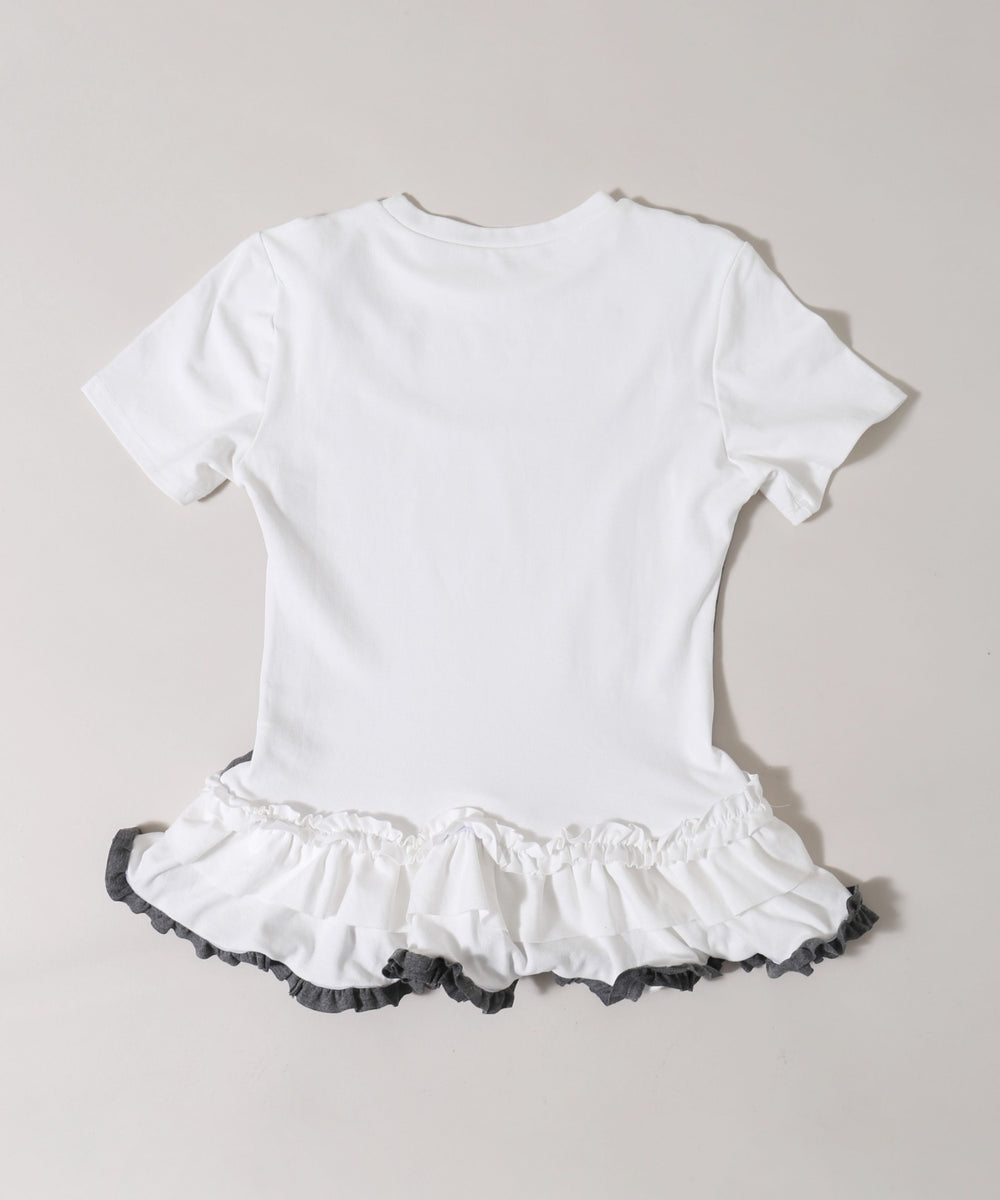 バイカラーレイヤードデザインTシャツ