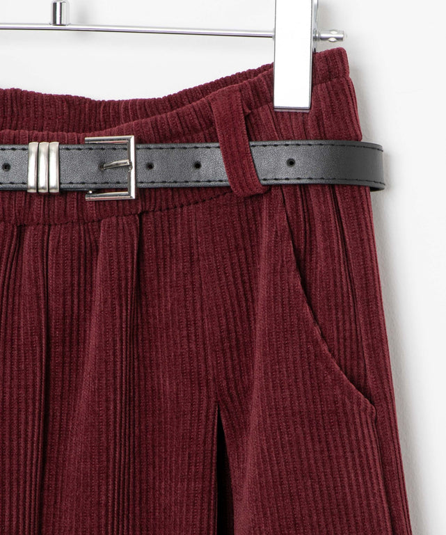 ベルト付きコーデュロイパンツ