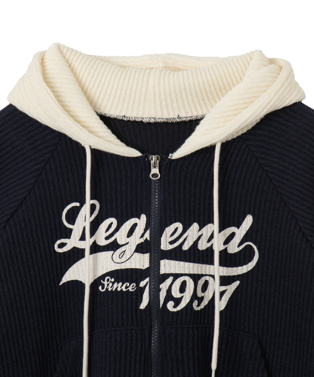 バイカラーニットジップパーカー