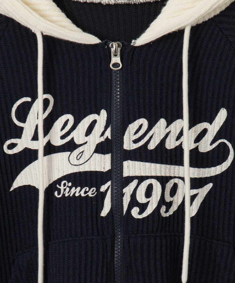 バイカラーニットジップパーカー