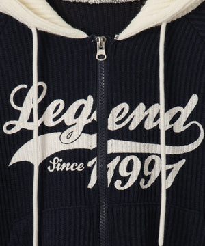 バイカラーニットジップパーカー